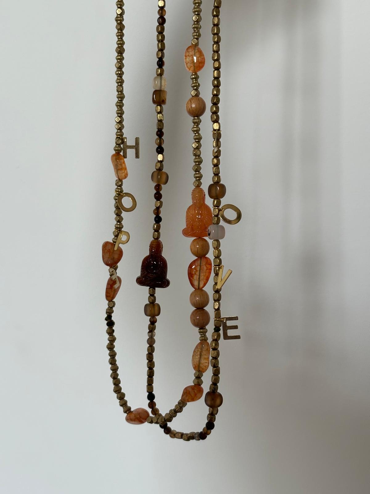 Ketting met Boeddha en edelstenen